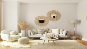 Salón reformado de estilo nórdico en finca antigua, reforma Arrabal Zaragoza